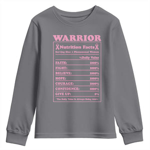 Breast Cancer Nutrition Facts Warrior Youth Sweatshirt Pink Ribbon Survivor Support