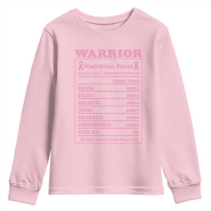 Breast Cancer Nutrition Facts Warrior Youth Sweatshirt Pink Ribbon Survivor Support