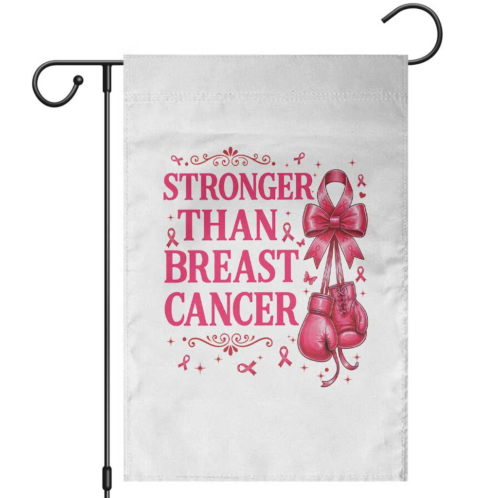 Pink Ribbon Fighter Support Garden Flag Stronger Than Breast Cancer Boxing Gloves