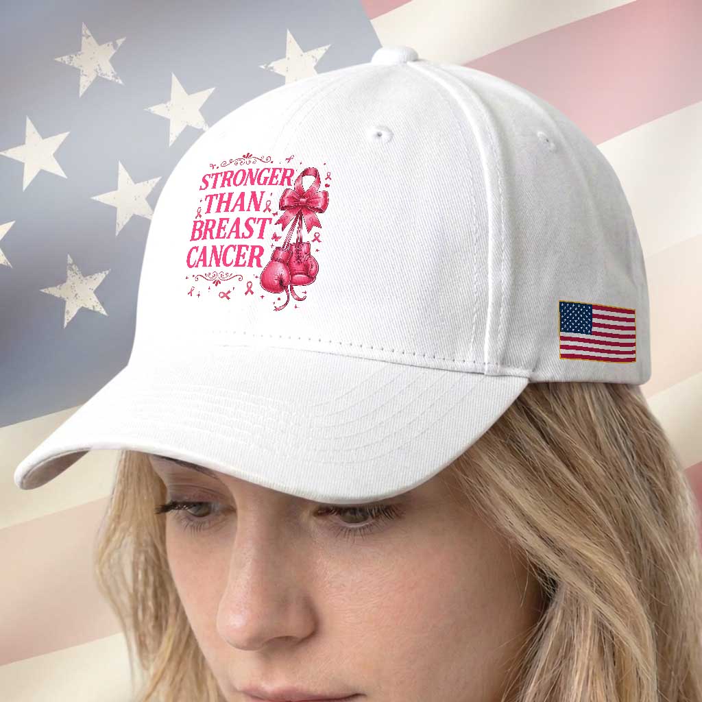 Pink Ribbon Fighter Support Baseball Cap Stronger Than Breast Cancer Boxing Gloves