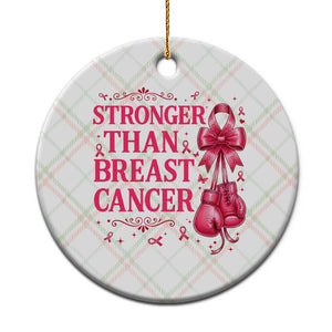 Pink Ribbon Fighter Support Ceramic Ornament Stronger Than Breast Cancer Boxing Gloves