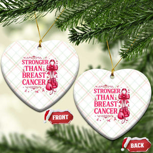 Pink Ribbon Fighter Support Ceramic Ornament Stronger Than Breast Cancer Boxing Gloves
