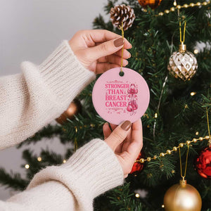Pink Ribbon Fighter Support Ceramic Ornament Stronger Than Breast Cancer Boxing Gloves