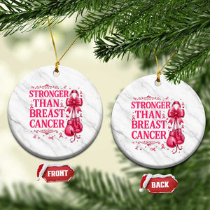 Pink Ribbon Fighter Support Ceramic Ornament Stronger Than Breast Cancer Boxing Gloves