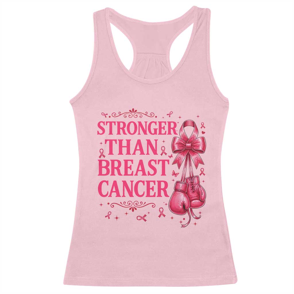 Pink Ribbon Fighter Support Racerback Tank Top Stronger Than Breast Cancer Boxing Gloves