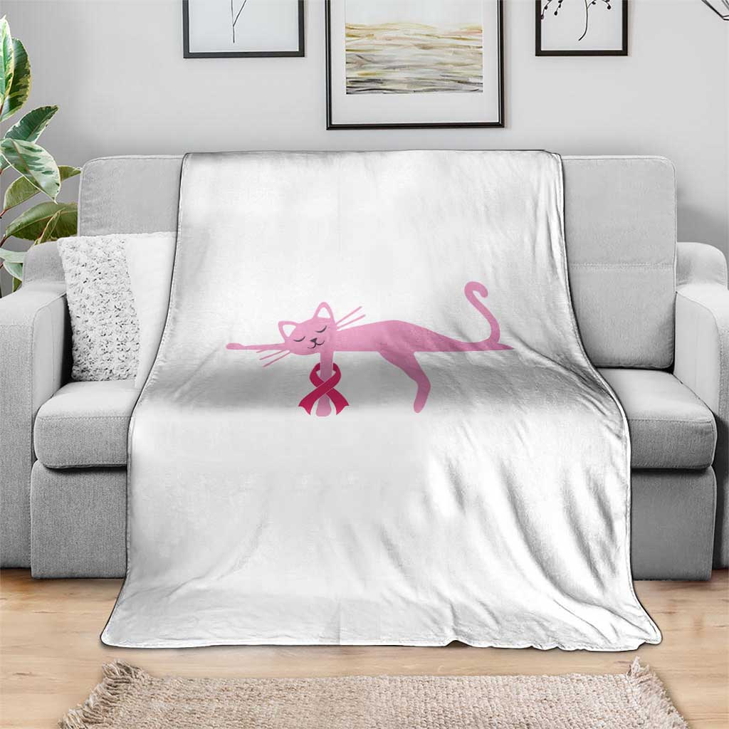 Breast Cancer Awareness Cat Throw Blanket Pink Ribbon Pet Lover Support