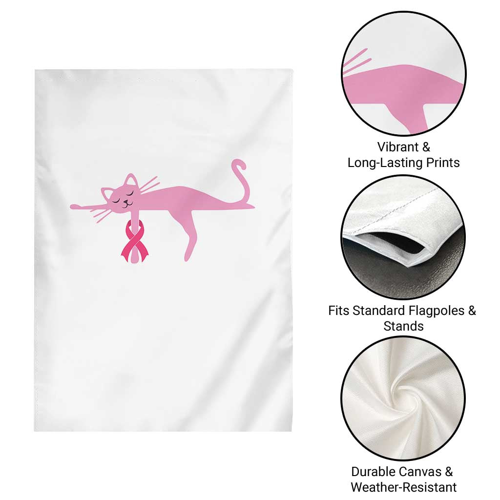 Breast Cancer Awareness Cat Garden Flag Pink Ribbon Pet Lover Support