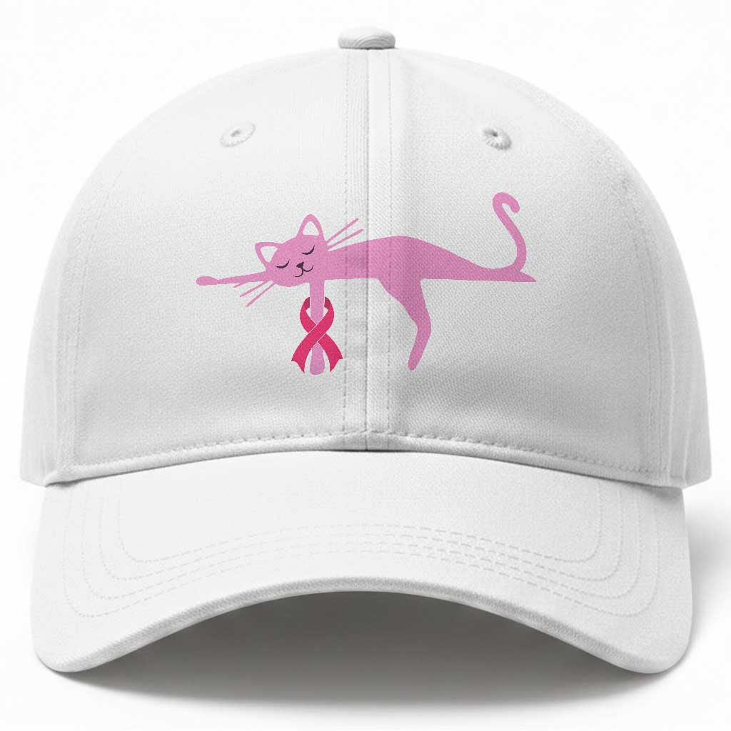 Breast Cancer Awareness Cat Baseball Cap Pink Ribbon Pet Lover Support