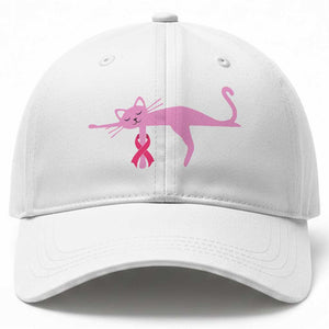 Breast Cancer Awareness Cat Baseball Cap Pink Ribbon Pet Lover Support