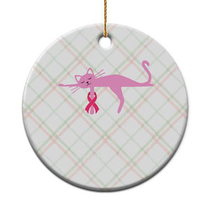 Breast Cancer Awareness Cat Ceramic Ornament Pink Ribbon Pet Lover Support