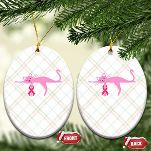 Breast Cancer Awareness Cat Ceramic Ornament Pink Ribbon Pet Lover Support