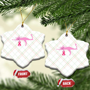 Breast Cancer Awareness Cat Ceramic Ornament Pink Ribbon Pet Lover Support