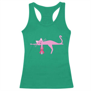 Breast Cancer Awareness Cat Racerback Tank Top Pink Ribbon Pet Lover Support