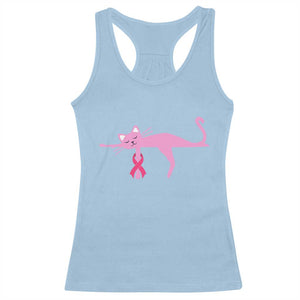 Breast Cancer Awareness Cat Racerback Tank Top Pink Ribbon Pet Lover Support