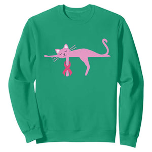 Breast Cancer Awareness Cat Sweatshirt Pink Ribbon Pet Lover Support