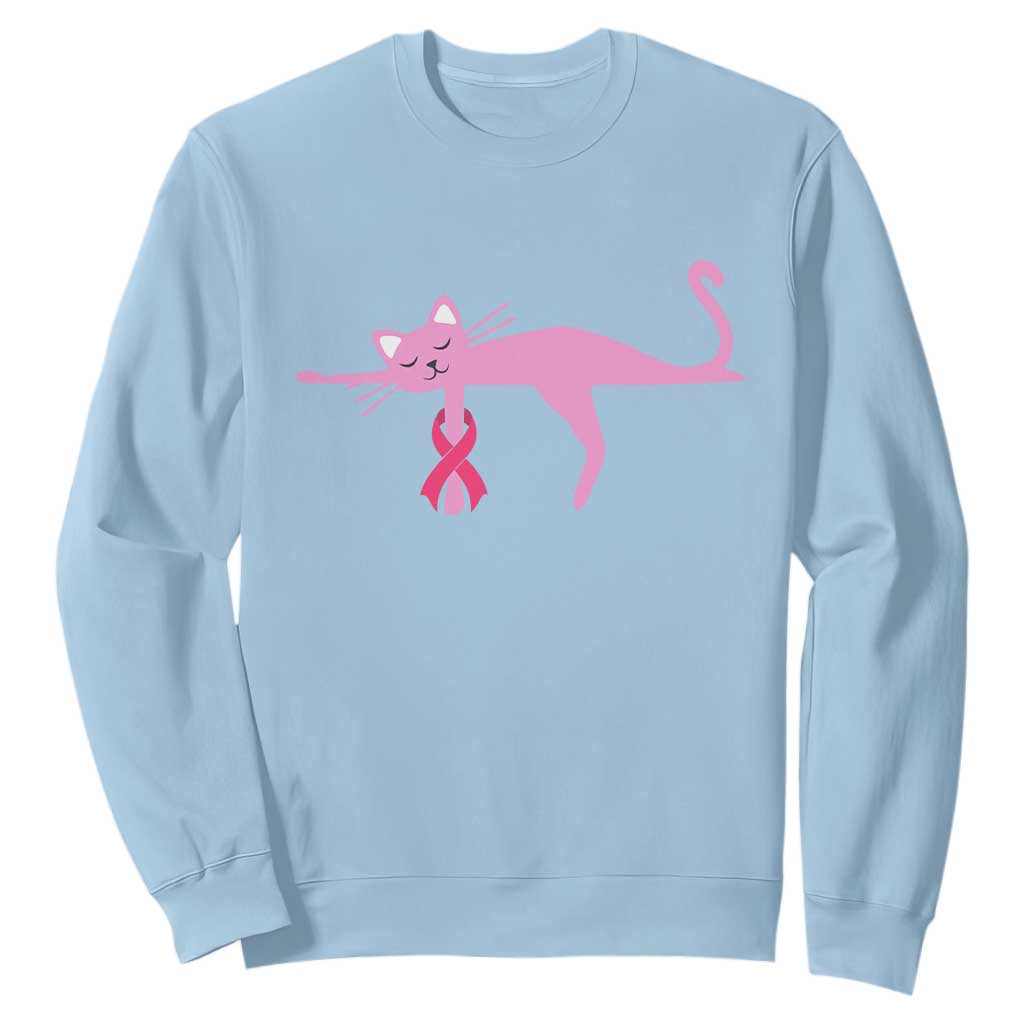 Breast Cancer Awareness Cat Sweatshirt Pink Ribbon Pet Lover Support