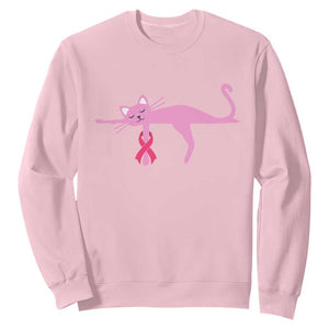 Breast Cancer Awareness Cat Sweatshirt Pink Ribbon Pet Lover Support