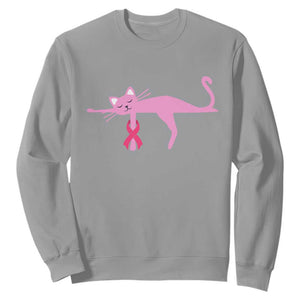 Breast Cancer Awareness Cat Sweatshirt Pink Ribbon Pet Lover Support