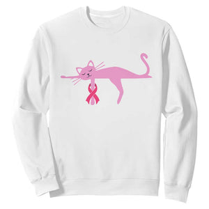 Breast Cancer Awareness Cat Sweatshirt Pink Ribbon Pet Lover Support