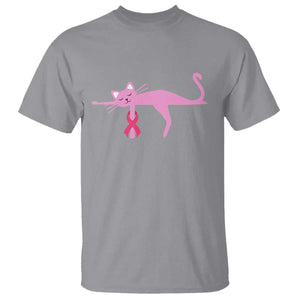 Breast Cancer Awareness Cat T Shirt Pink Ribbon Pet Lover Support