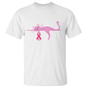 Breast Cancer Awareness Cat T Shirt Pink Ribbon Pet Lover Support