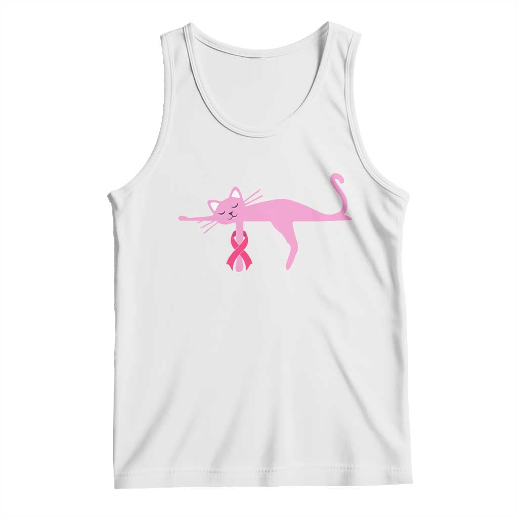 Breast Cancer Awareness Cat Tank Top Pink Ribbon Pet Lover Support