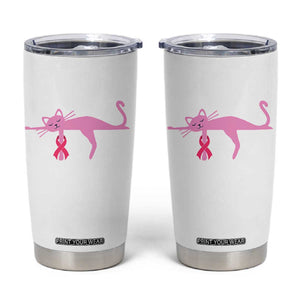 Breast Cancer Awareness Cat Tumbler Cup Pink Ribbon Pet Lover Support