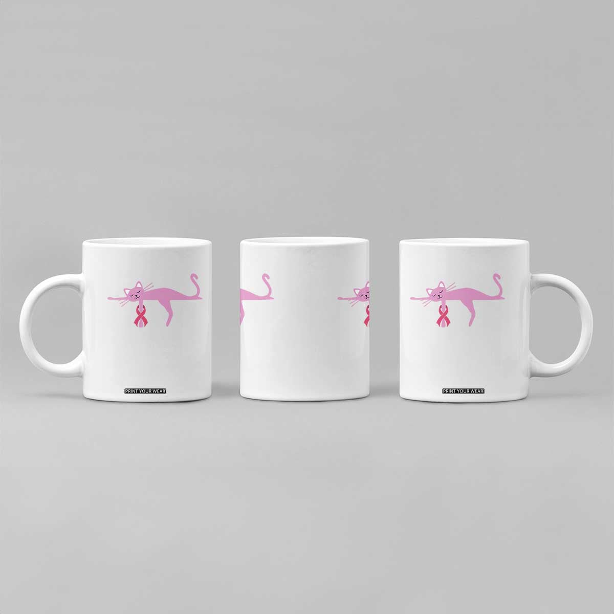 Breast Cancer Awareness Cat Coffee Mug Pink Ribbon Pet Lover Support