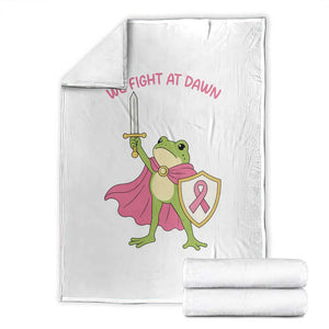 Funny Breast Cancer Warrior Frog Throw Blanket We Fight At Dawn