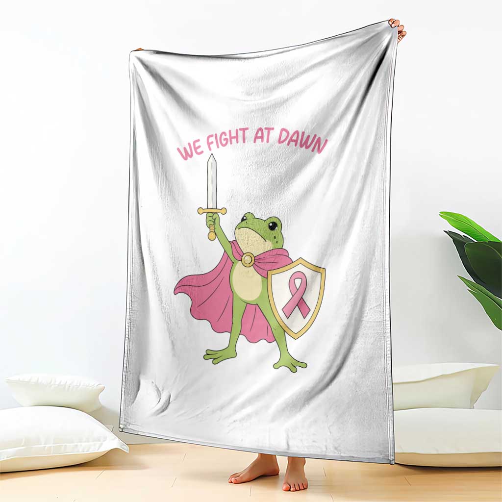 Funny Breast Cancer Warrior Frog Throw Blanket We Fight At Dawn