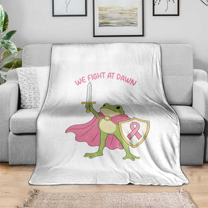 Funny Breast Cancer Warrior Frog Throw Blanket We Fight At Dawn