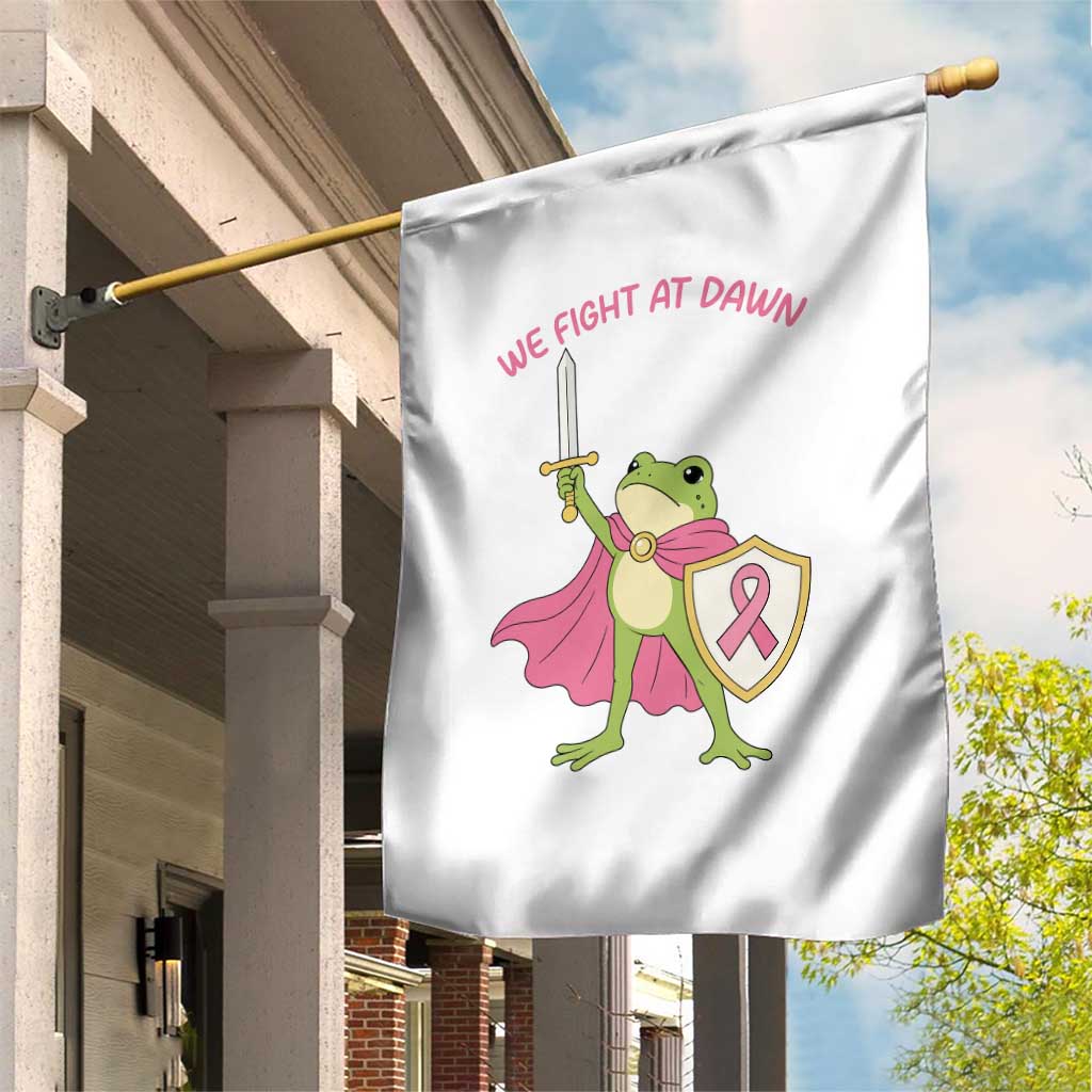 Funny Breast Cancer Warrior Frog Garden Flag We Fight At Dawn