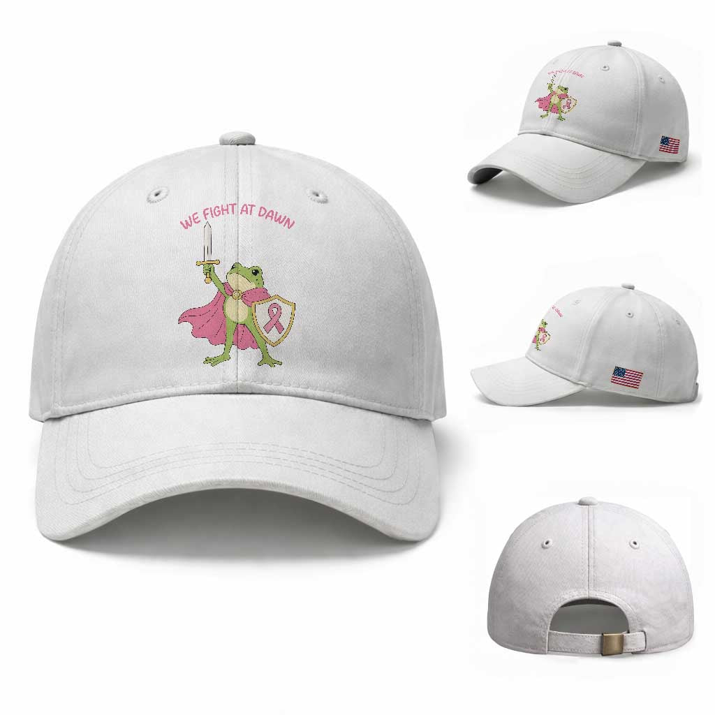 Funny Breast Cancer Warrior Frog Baseball Cap We Fight At Dawn