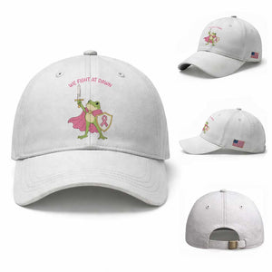 Funny Breast Cancer Warrior Frog Baseball Cap We Fight At Dawn