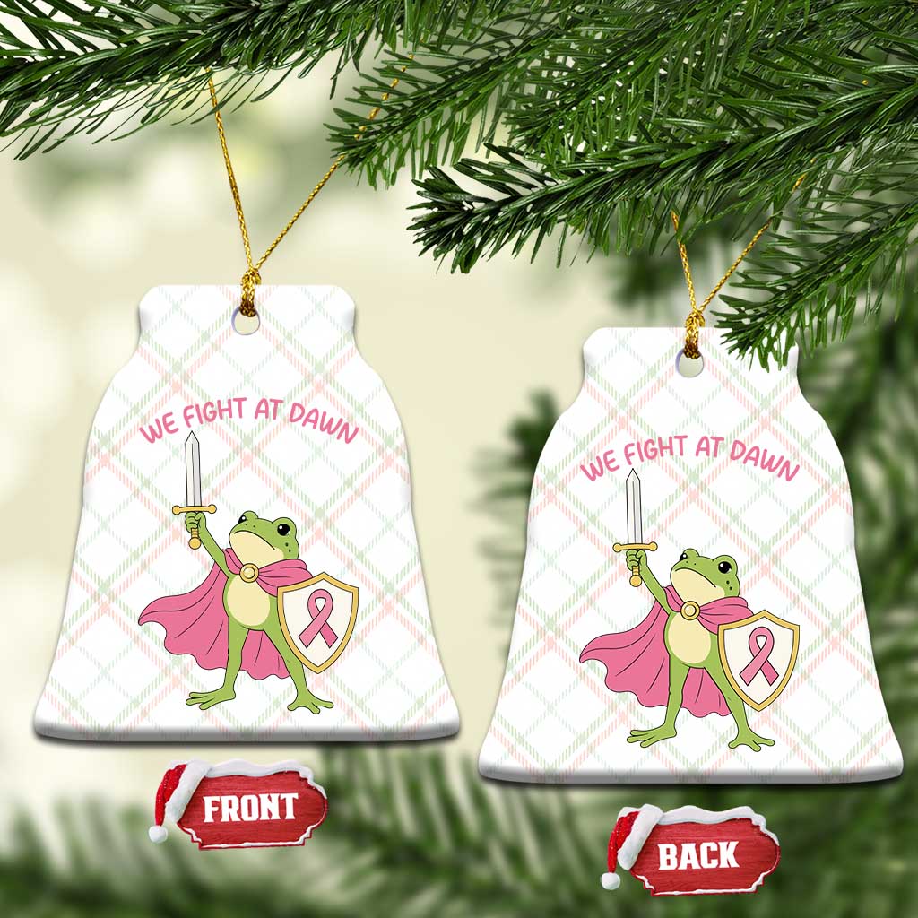 Funny Breast Cancer Warrior Frog Ceramic Ornament We Fight At Dawn