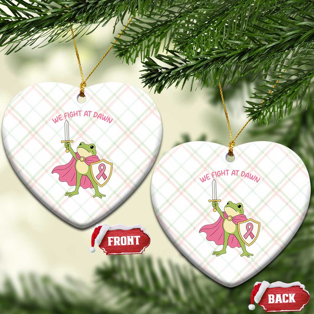 Funny Breast Cancer Warrior Frog Ceramic Ornament We Fight At Dawn