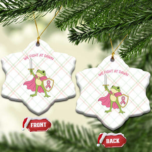 Funny Breast Cancer Warrior Frog Ceramic Ornament We Fight At Dawn