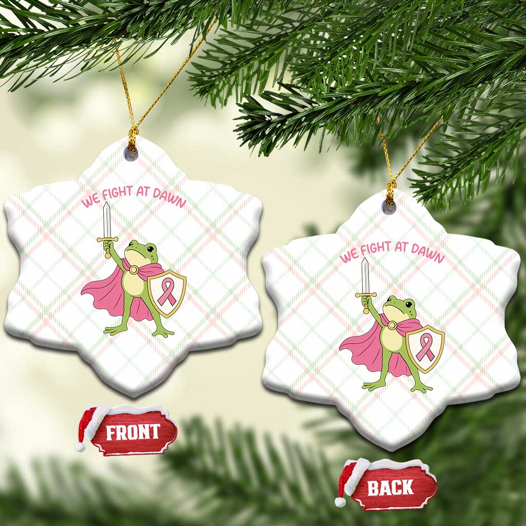 Funny Breast Cancer Warrior Frog Ceramic Ornament We Fight At Dawn