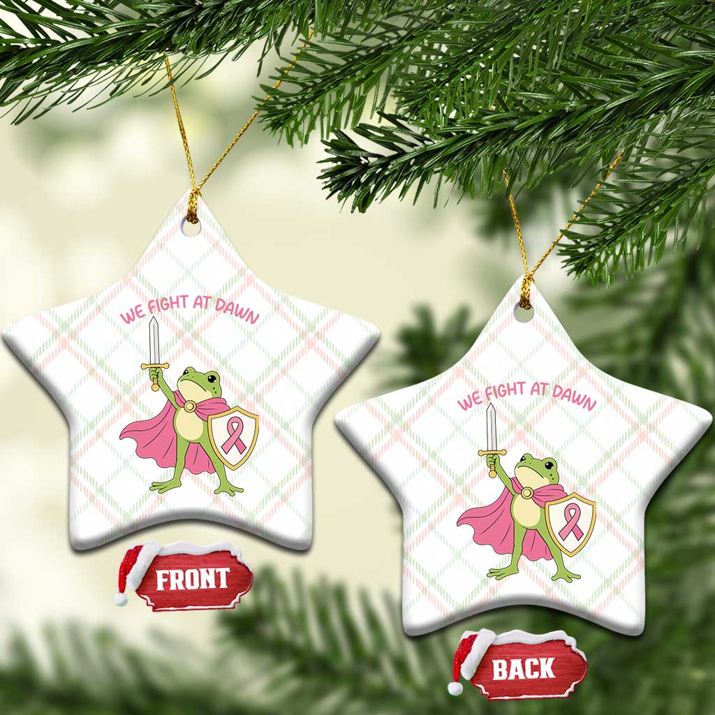 Funny Breast Cancer Warrior Frog Ceramic Ornament We Fight At Dawn