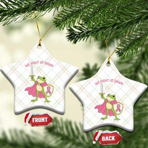 Funny Breast Cancer Warrior Frog Ceramic Ornament We Fight At Dawn
