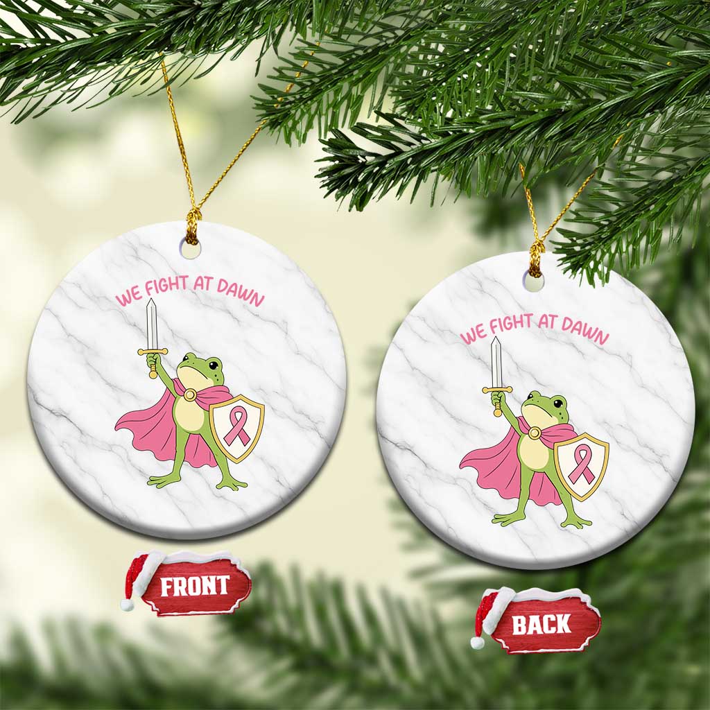 Funny Breast Cancer Warrior Frog Ceramic Ornament We Fight At Dawn