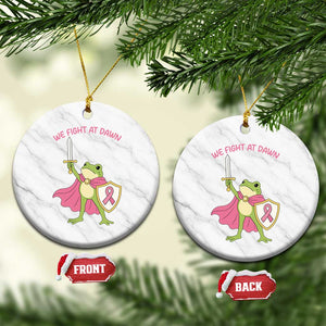 Funny Breast Cancer Warrior Frog Ceramic Ornament We Fight At Dawn