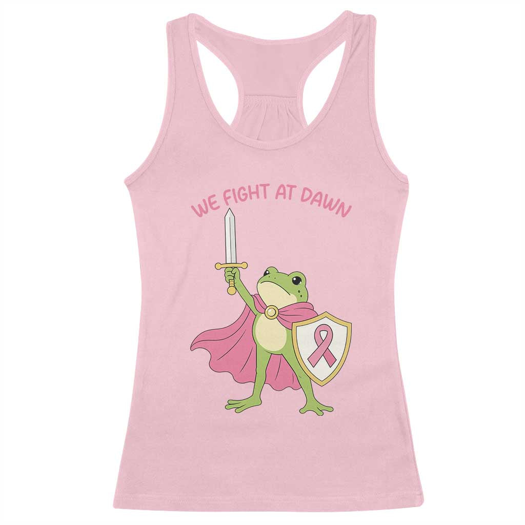 Funny Breast Cancer Warrior Frog Racerback Tank Top We Fight At Dawn