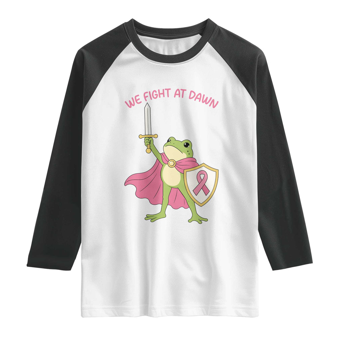 Funny Breast Cancer Warrior Frog Raglan Shirt We Fight At Dawn