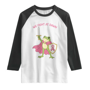 Funny Breast Cancer Warrior Frog Raglan Shirt We Fight At Dawn