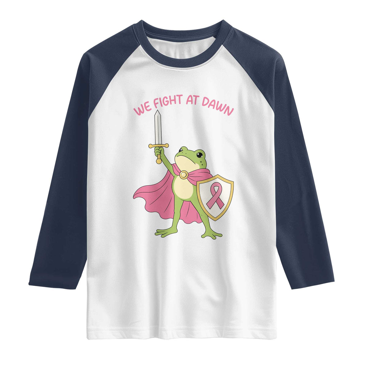 Funny Breast Cancer Warrior Frog Raglan Shirt We Fight At Dawn