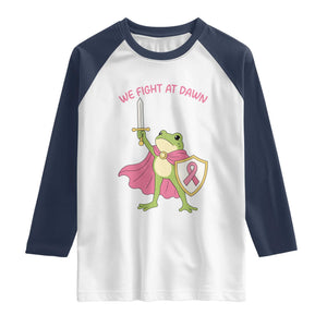 Funny Breast Cancer Warrior Frog Raglan Shirt We Fight At Dawn