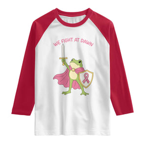Funny Breast Cancer Warrior Frog Raglan Shirt We Fight At Dawn