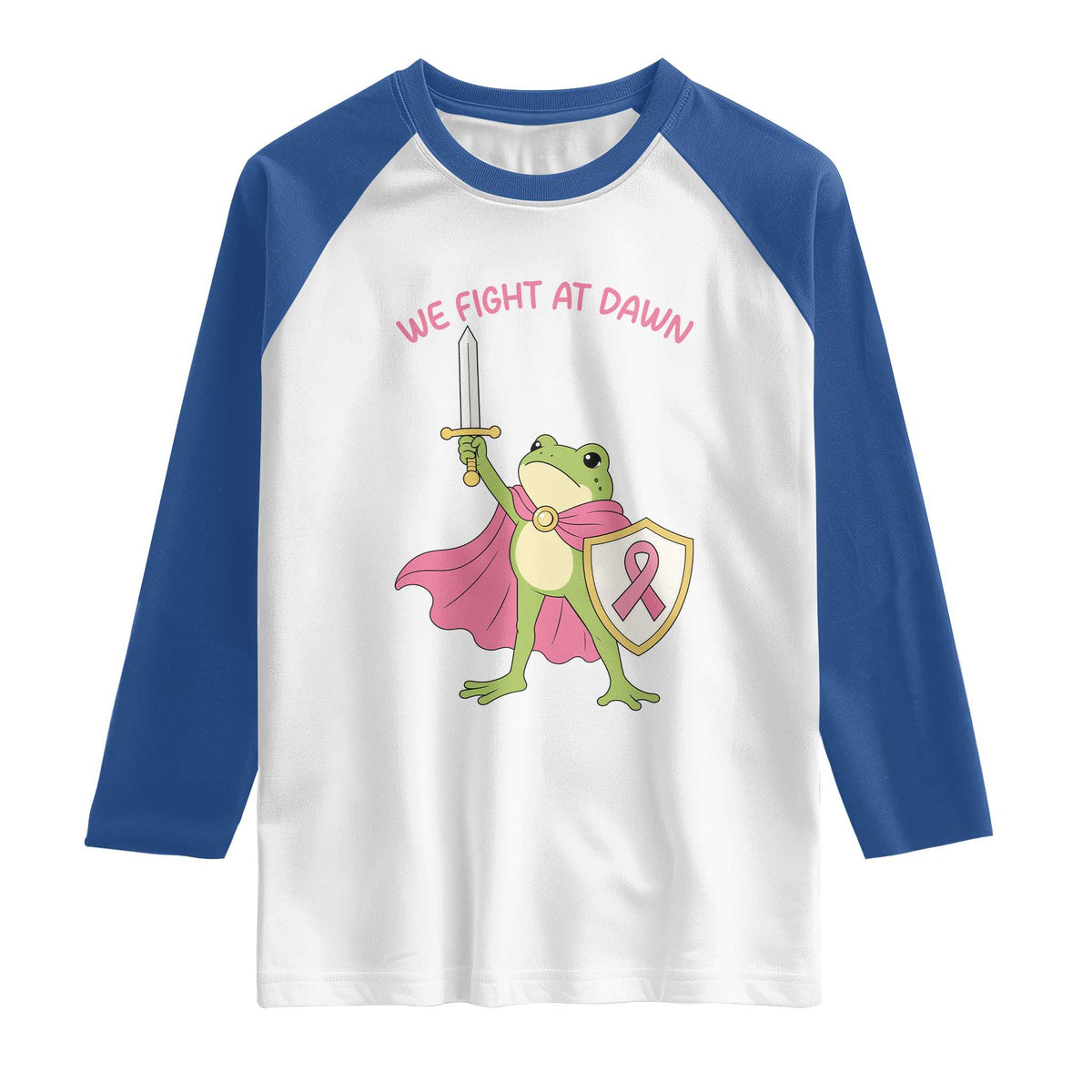 Funny Breast Cancer Warrior Frog Raglan Shirt We Fight At Dawn