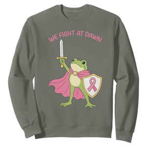 Funny Breast Cancer Warrior Frog Sweatshirt We Fight At Dawn